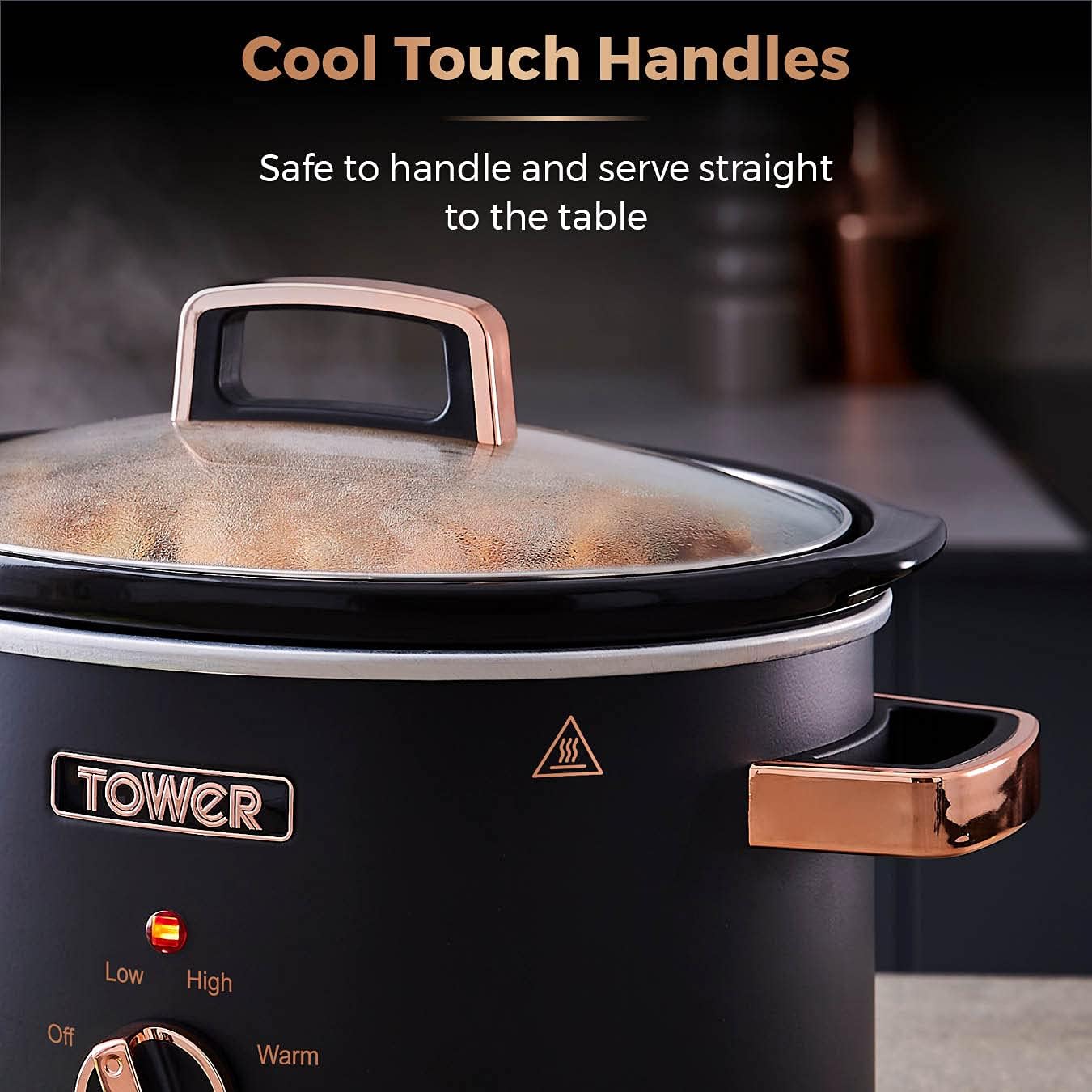 Tower Cavaletto 3.5 Litre Slow Cooker with Modern Stylish Accents T16042BLK (Black)