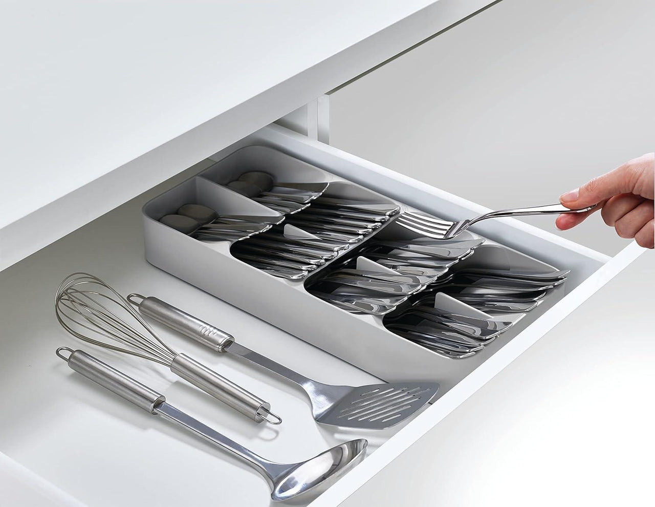 Joseph Joseph Grey DrawerStore Large Compact Cutlery Organiser 85152 - Vibe Home