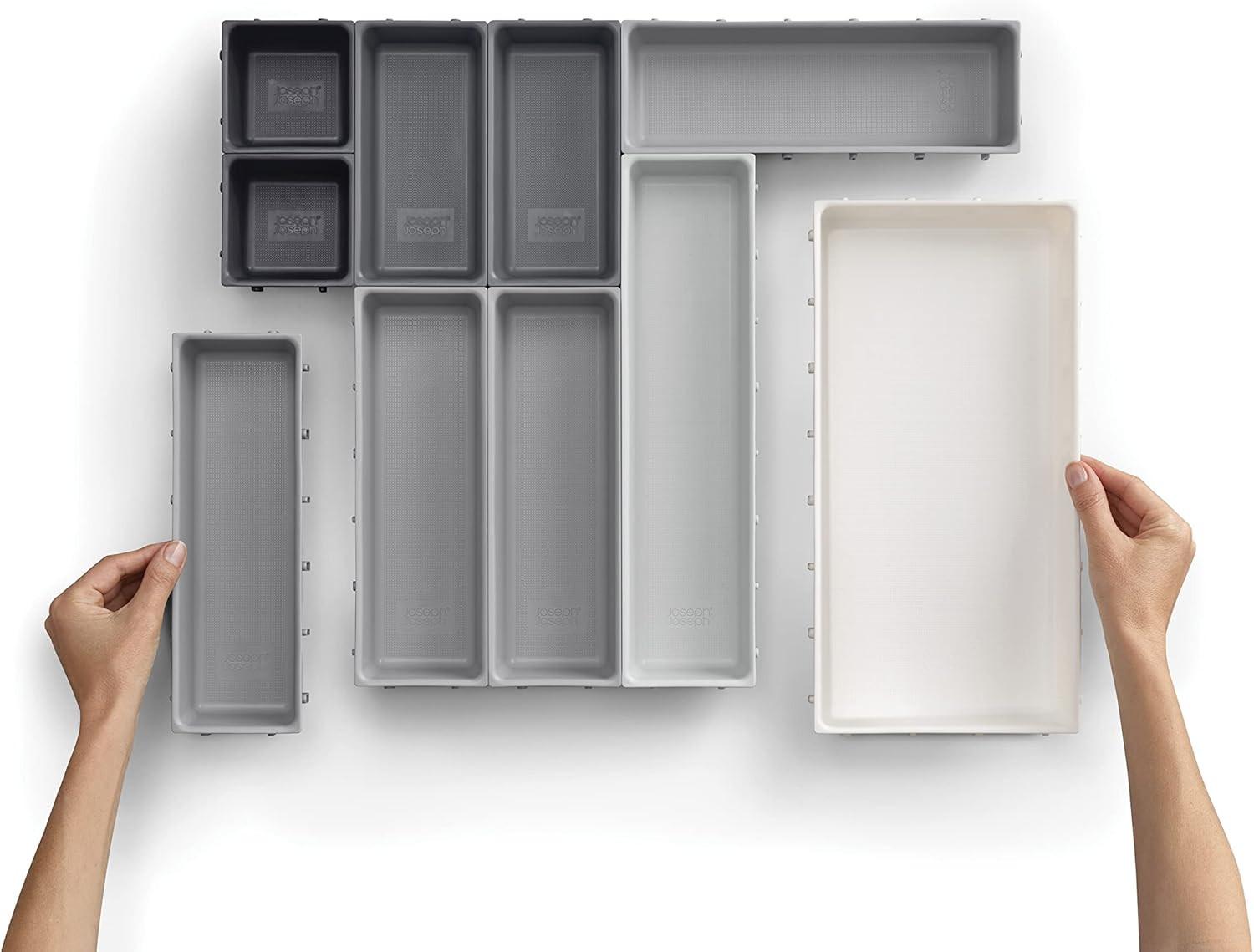 Joseph Joseph Blox 10-piece Grey Plastic Storage Trays Drawer Organiser 85200 - Vibe Home