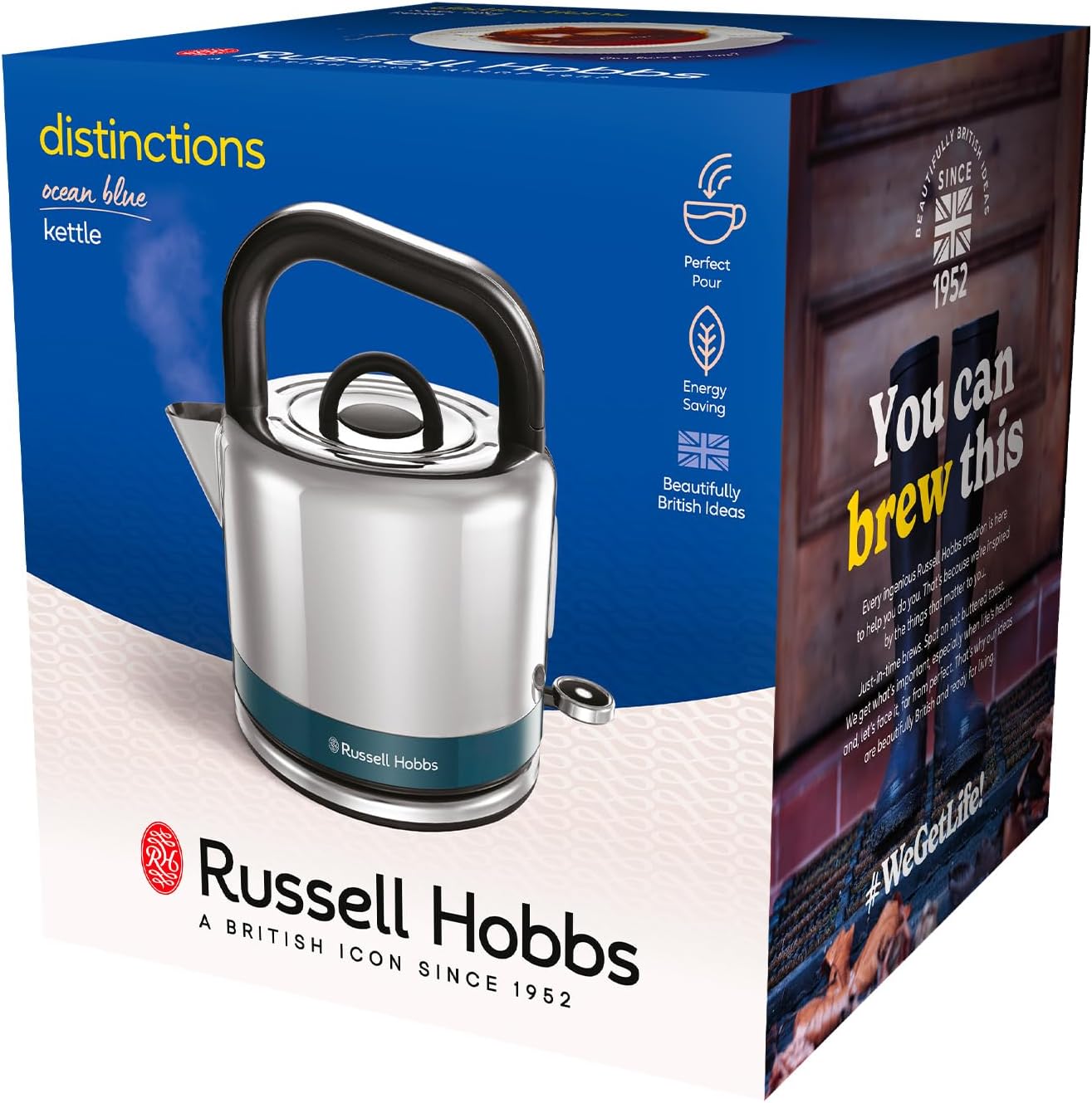 Russell Hobbs Distinctions Kettle & 2 Slice Toaster Kitchen Set (Ocean)