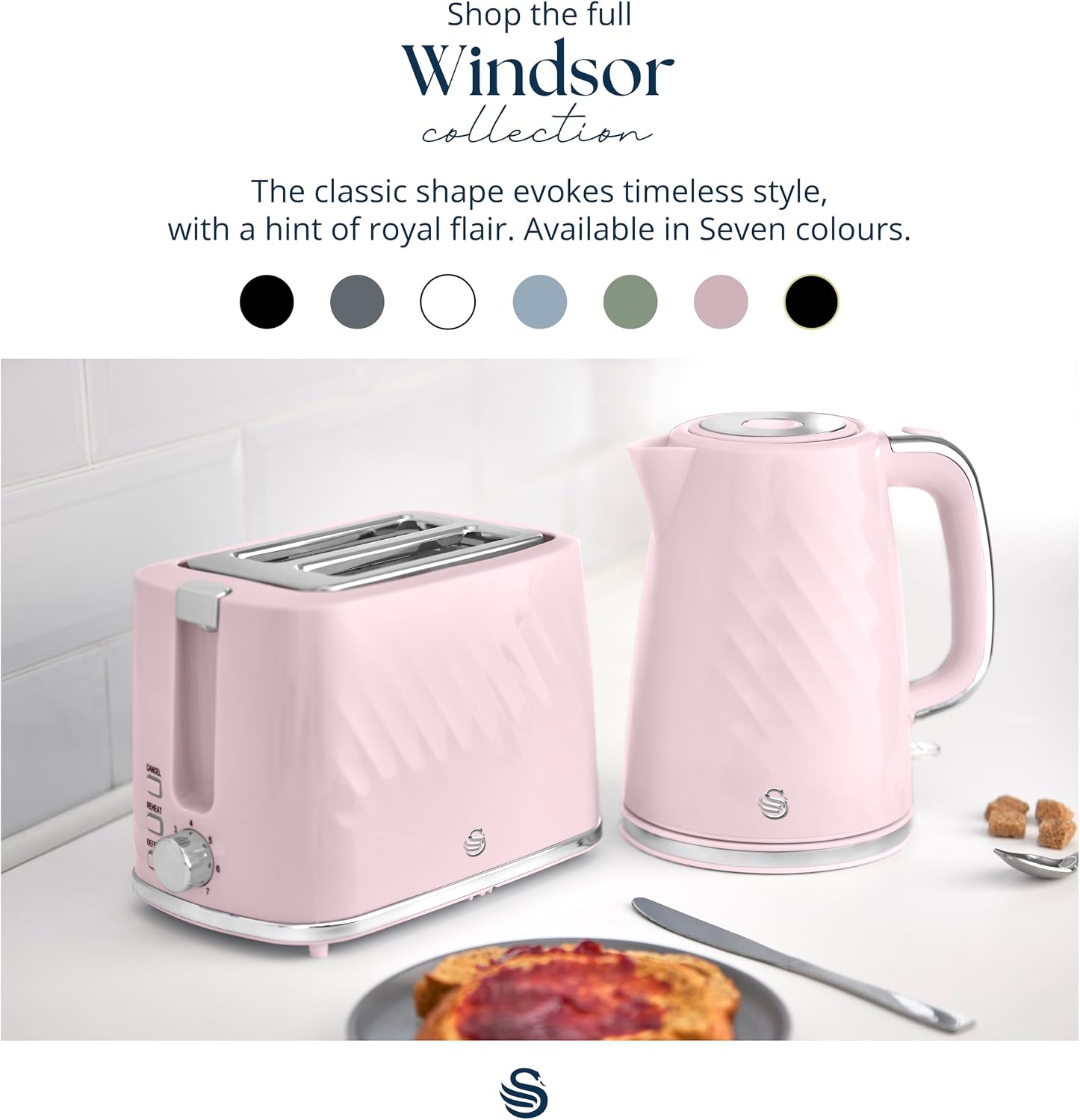 Swan Windsor 2 Slice Toaster ST14071PNK (Pink)