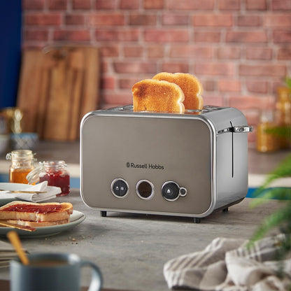 Russell Hobbs Distinctions Jug Kettle, 2 Slice Toaster & Microwave Kitchen Set (Titanium)