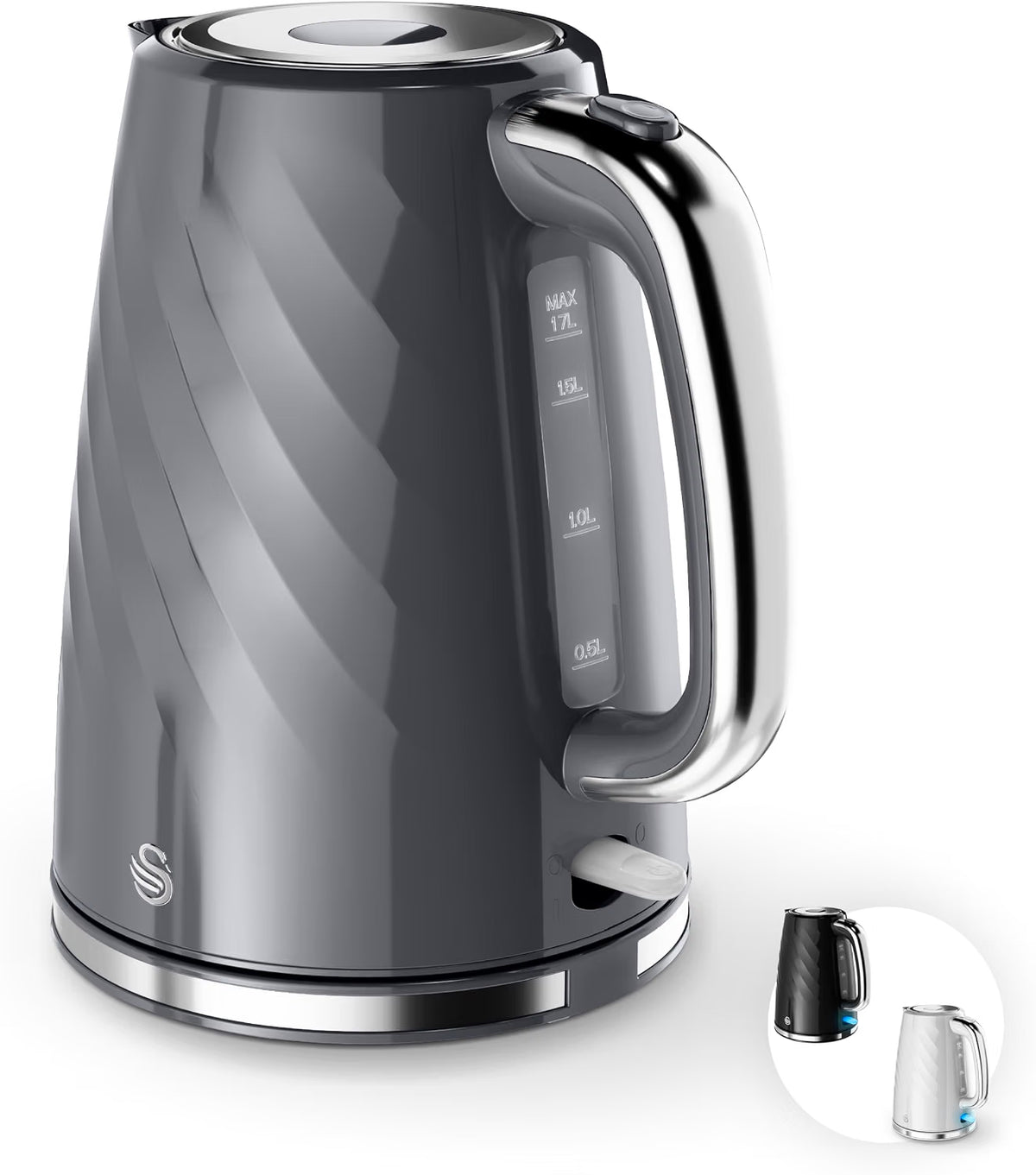 Swan Windsor Kettle, 2 Slice Toaster & Microwave Kitchen Set (Grey)