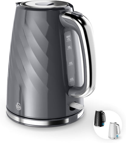 Swan Windsor Kettle, 2 Slice Toaster & Microwave Kitchen Set (Grey)