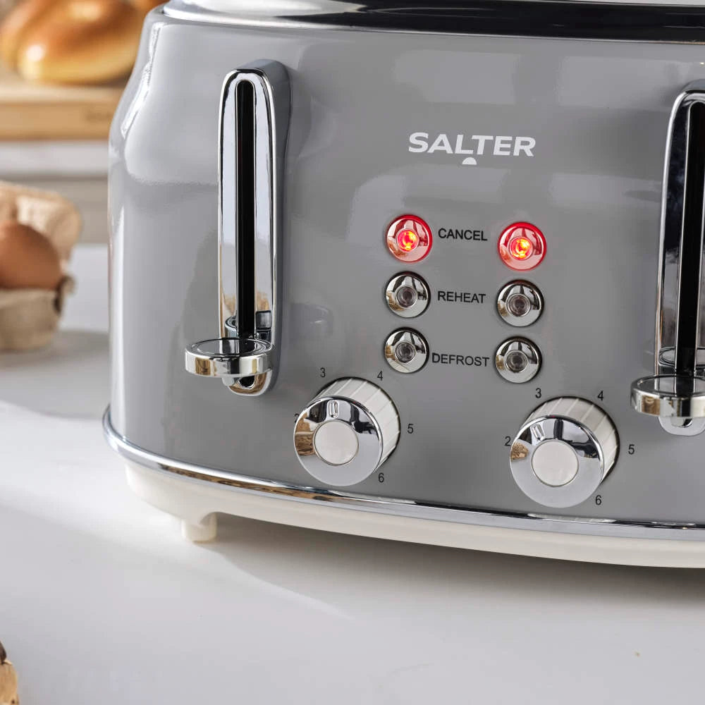 Salter Salter Retro Kettle & 4 Slice Toaster Kitchen Set (Grey)