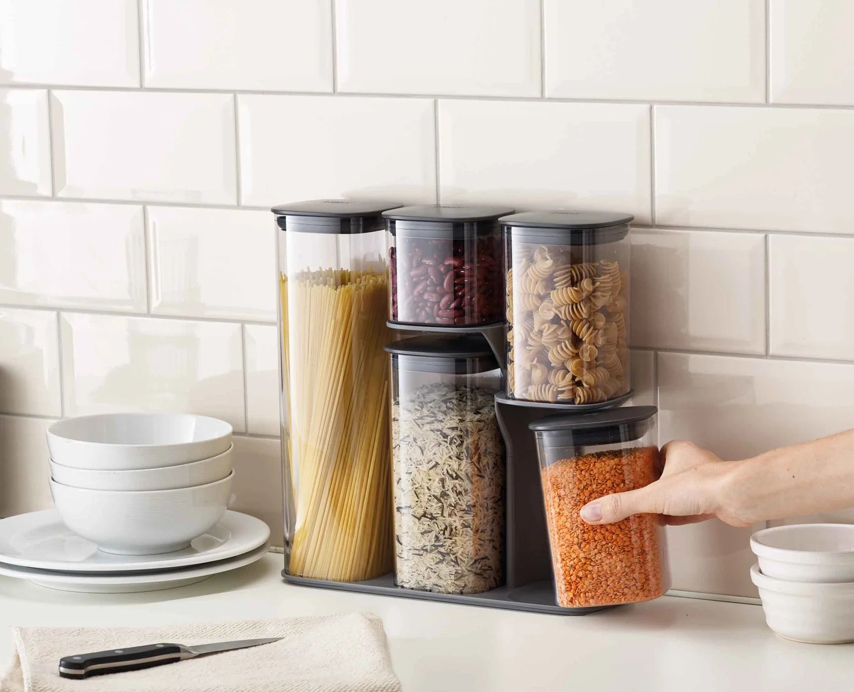 Joseph Joseph 5-piece Grey Podium Airtight Kitchen Food Storage Set 81071 - Vibe Home