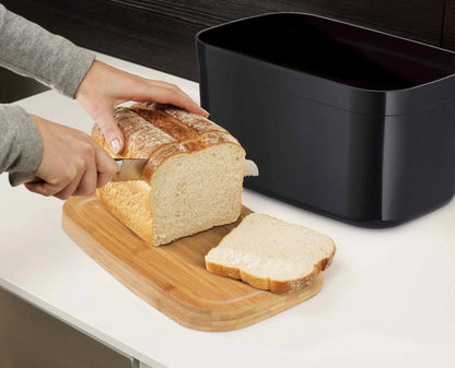 Joseph Joseph Bread Bin with Bamboo Chopping Board Lid (Black)