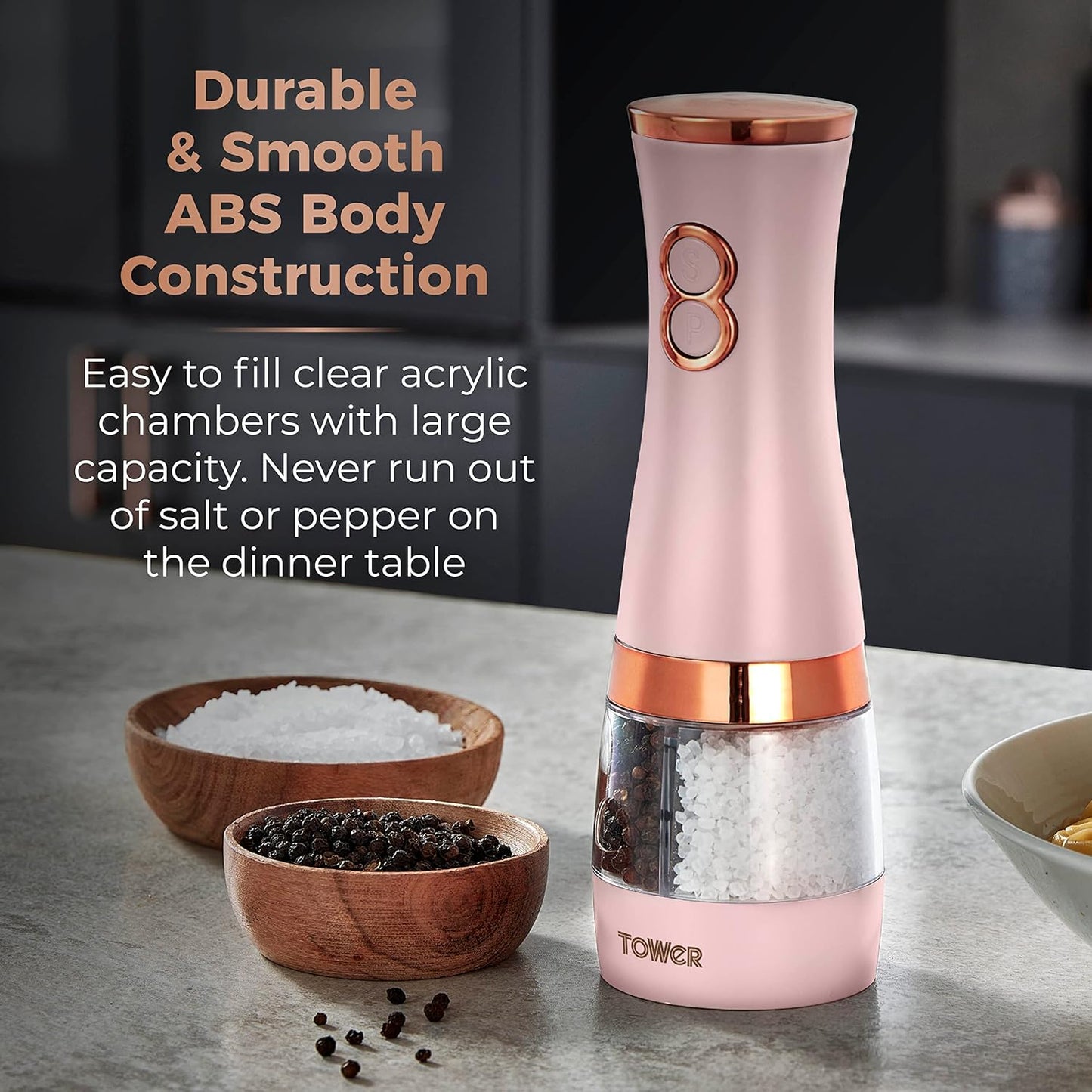 Tower 2 in 1 Electric Pink Salt and Pepper Mill Rose Gold T847004PNK