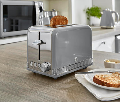 Swan Retro 2 Slice Toaster with 6 Browning Levels ST19010GRN (Grey)