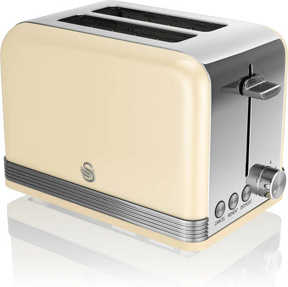 Swan Retro Cream Kitchen Set - Coffee Machine, Kettle, Toaster, Canisters