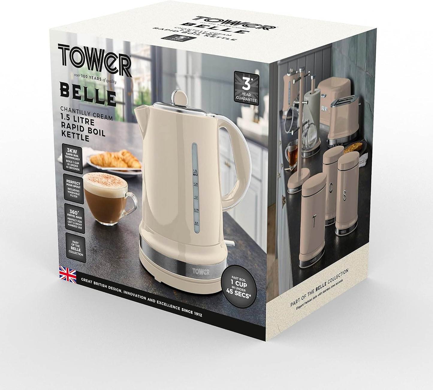 Tower Belle Kettle Rapid Boil T10049CHA - Chantilly Cream