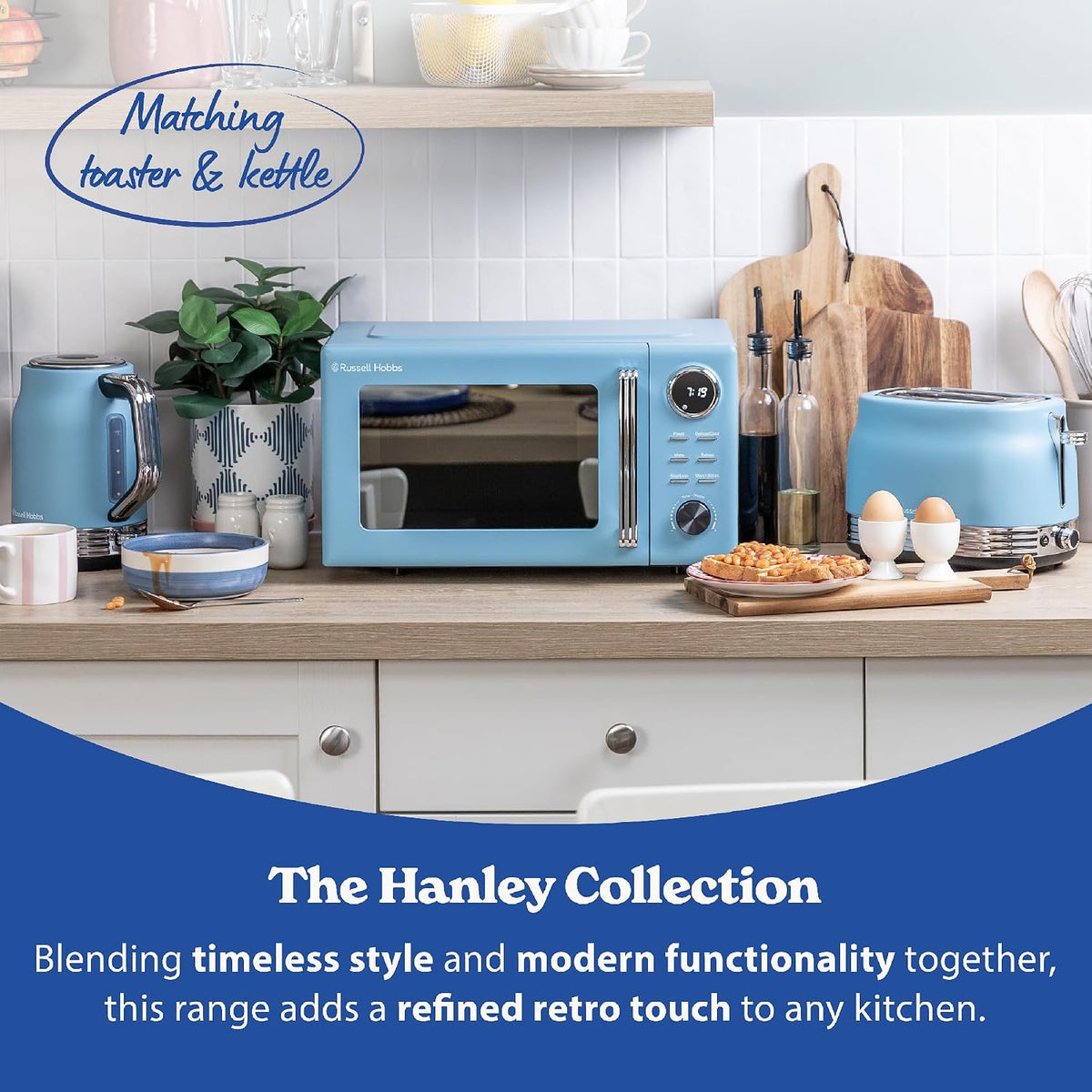 Russell Hobbs Hanley 20L 800W Digital Microwave RHMD838RB (Retro Blue)