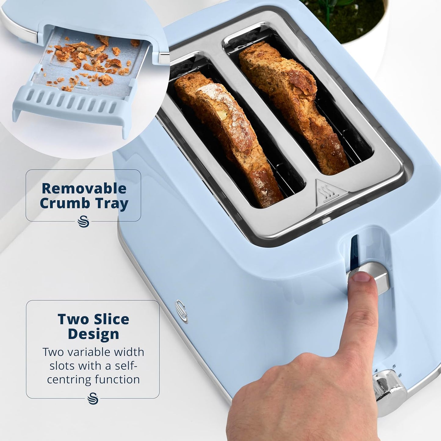 Swan Windsor 2 Slice Toaster ST14071BLU (Blue)