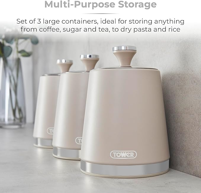 Tower Cavaletto Latte Kettle, 4 Slice Toaster & Canisters Kitchen Set