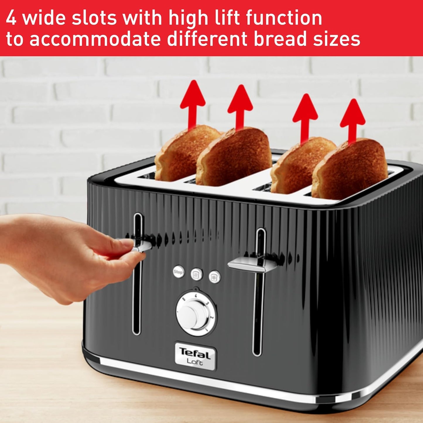 Tefal Loft 4 Slice Toaster TT760840 (Black)