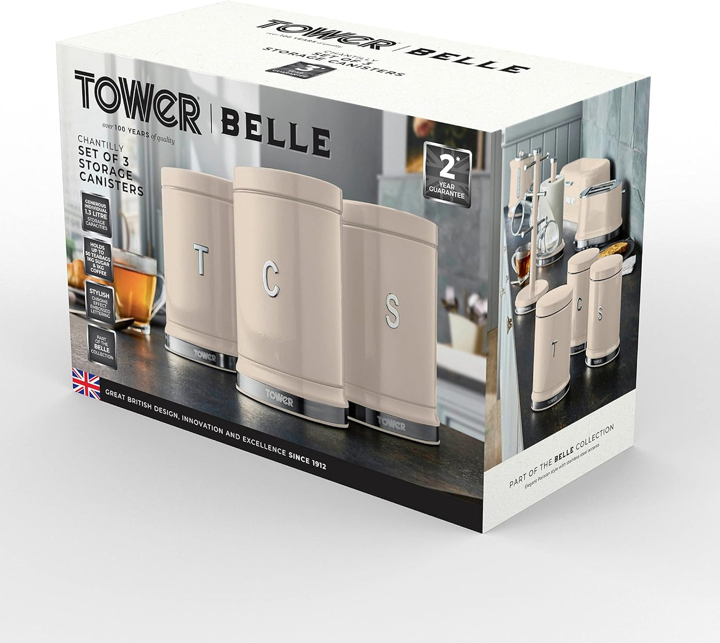 Tower Belle Canister Set Canisters T826171CHA (Chantilly Cream)