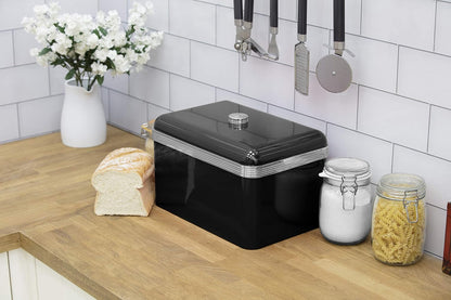 Swan Retro Bread Bin Kitchen Large SWKA1010BN (Black)