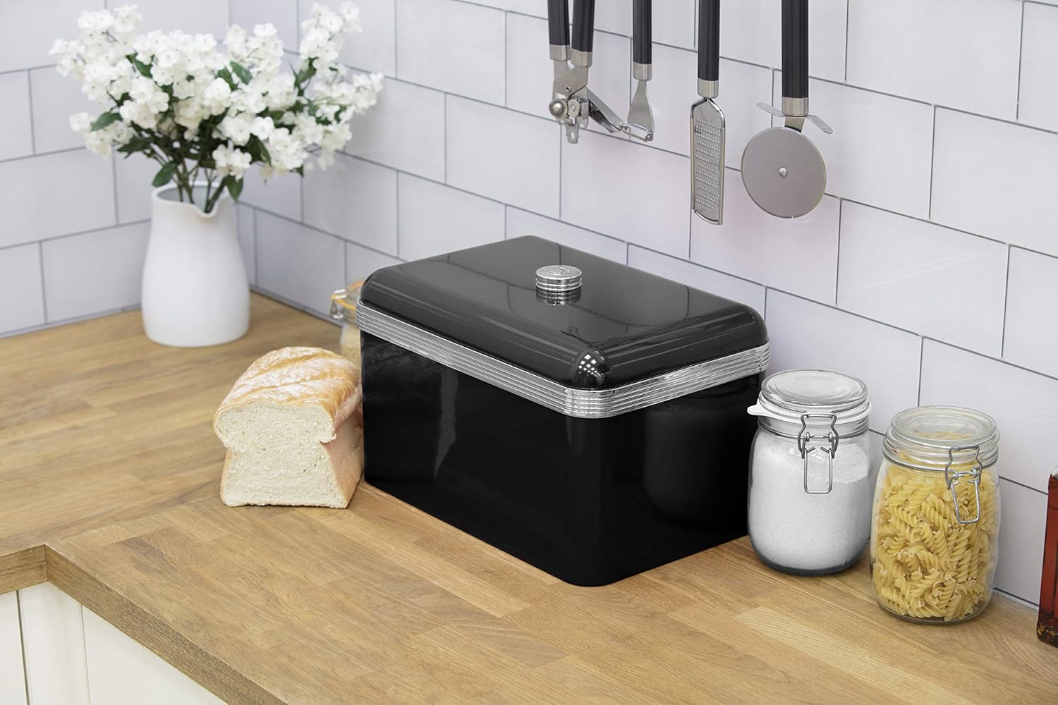 Swan Retro Bread Bin & Canisters Kitchen Storage Set (Black) Bread Bin & Canister Sets