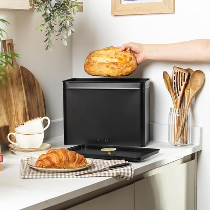 Salter Alchemy Kettle, 4 Slice Toaster, Bread Bin & Canisters Kitchen Set (Black/Gold)
