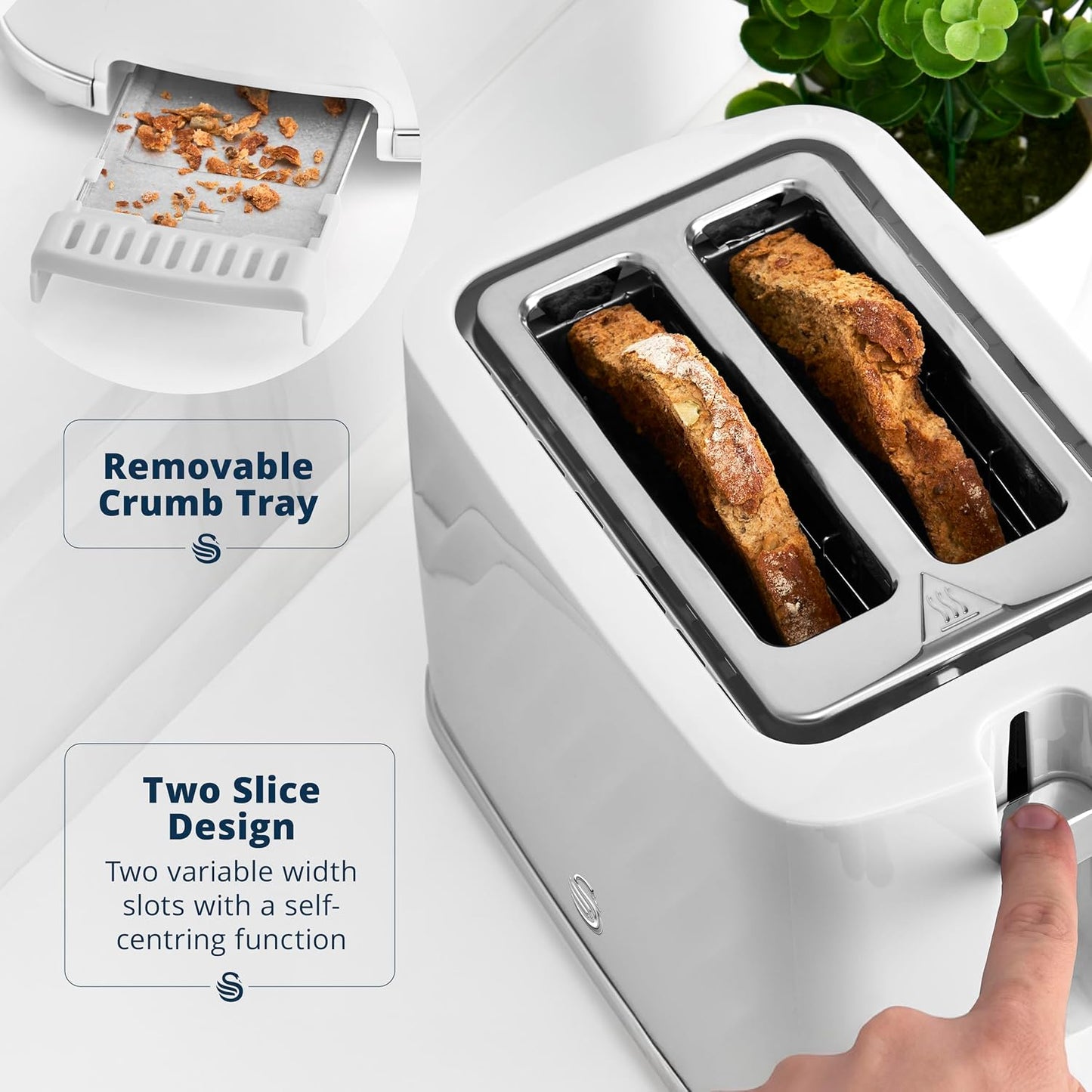 Swan Windsor Kettle, 2 Slice Toaster & Microwave Kitchen Set (White)
