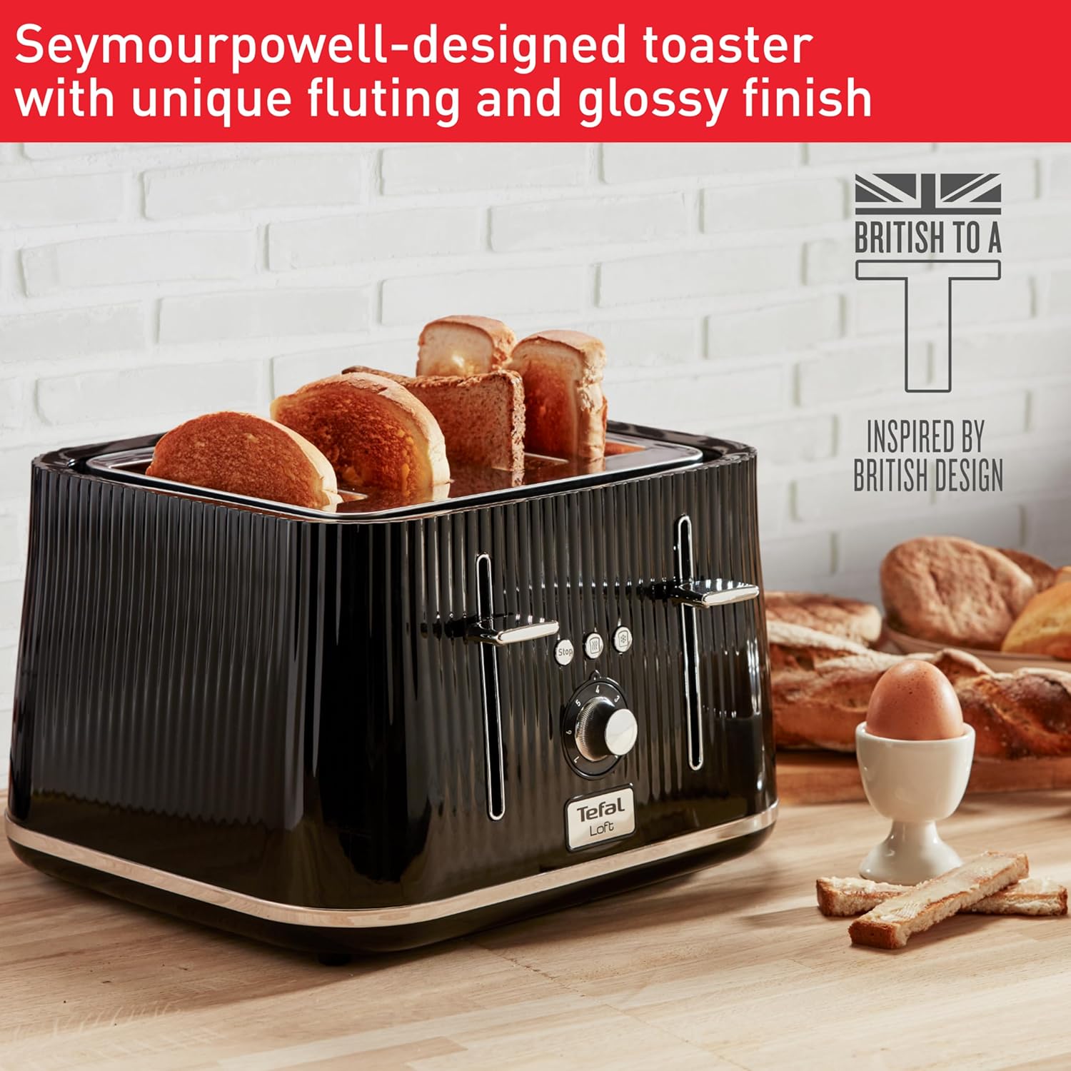 Tefal Loft 4 Slice Toaster TT760840 (Black)