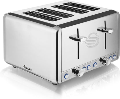 Swan 4 Slice Toaster Polished Stainless Steel Silver ST14064N