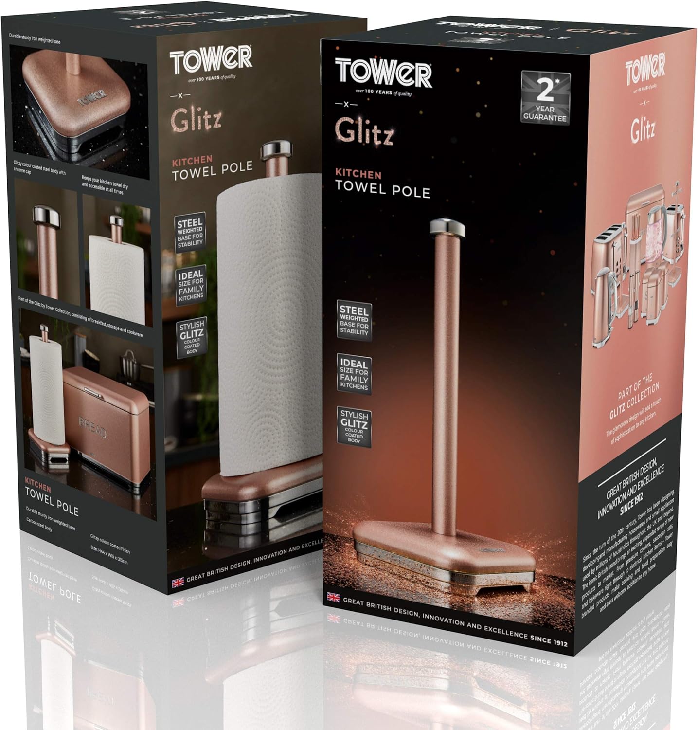 Tower Glitz Kitchen Roll Holder Towel Pole T826017R - Pink