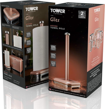 Tower Glitz Kitchen Roll Holder Towel Pole T826017R - Pink