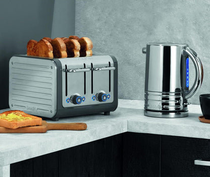 Dualit Architect Kettle & 4 Slice Toaster Matching Kitchen Set (Grey Trim)