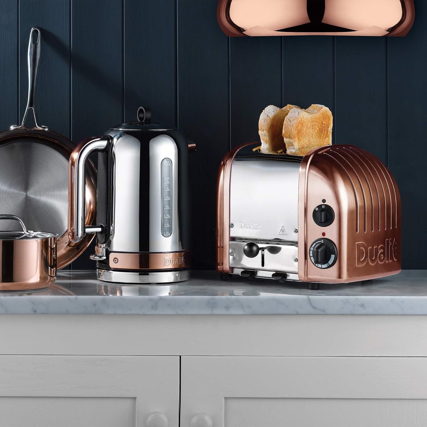 Dualit Classic Kettle & 4 Slice Toaster NewGen Kitchen Set (Copper)