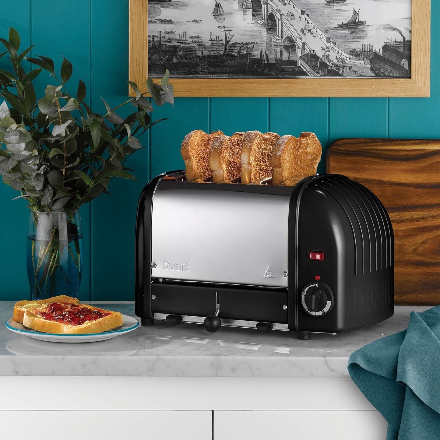 Dualit Classic Kettle & 4 Slice Toaster NewGen Kitchen Set (Matt Black)