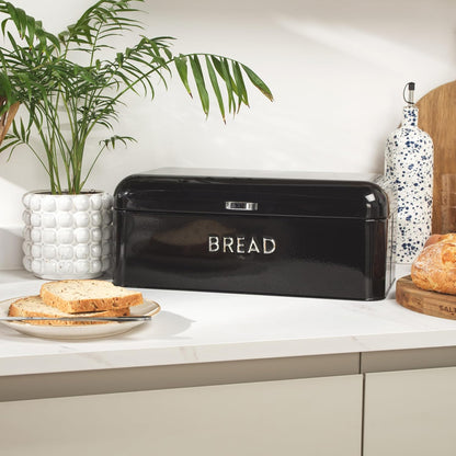 Salter Boston Kettle, 4 Slice Toaster, Bread Bin & Canisters Kitchen Set (Black)