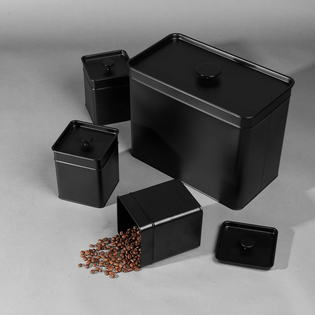 Salter Kuro Countertop Storage Set, Bread Bin & 3 Canisters BW126141EU7 (Matte Black)