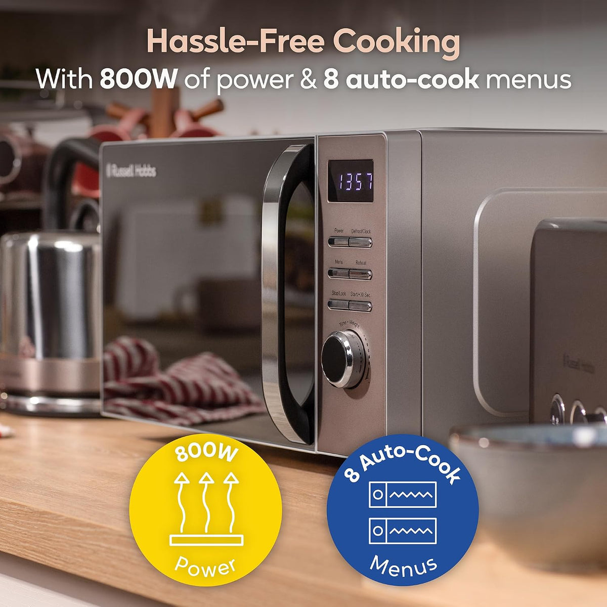 Russell Hobbs Distinctions 20L 800W Digital Microwave RHMD832T (Titanium)