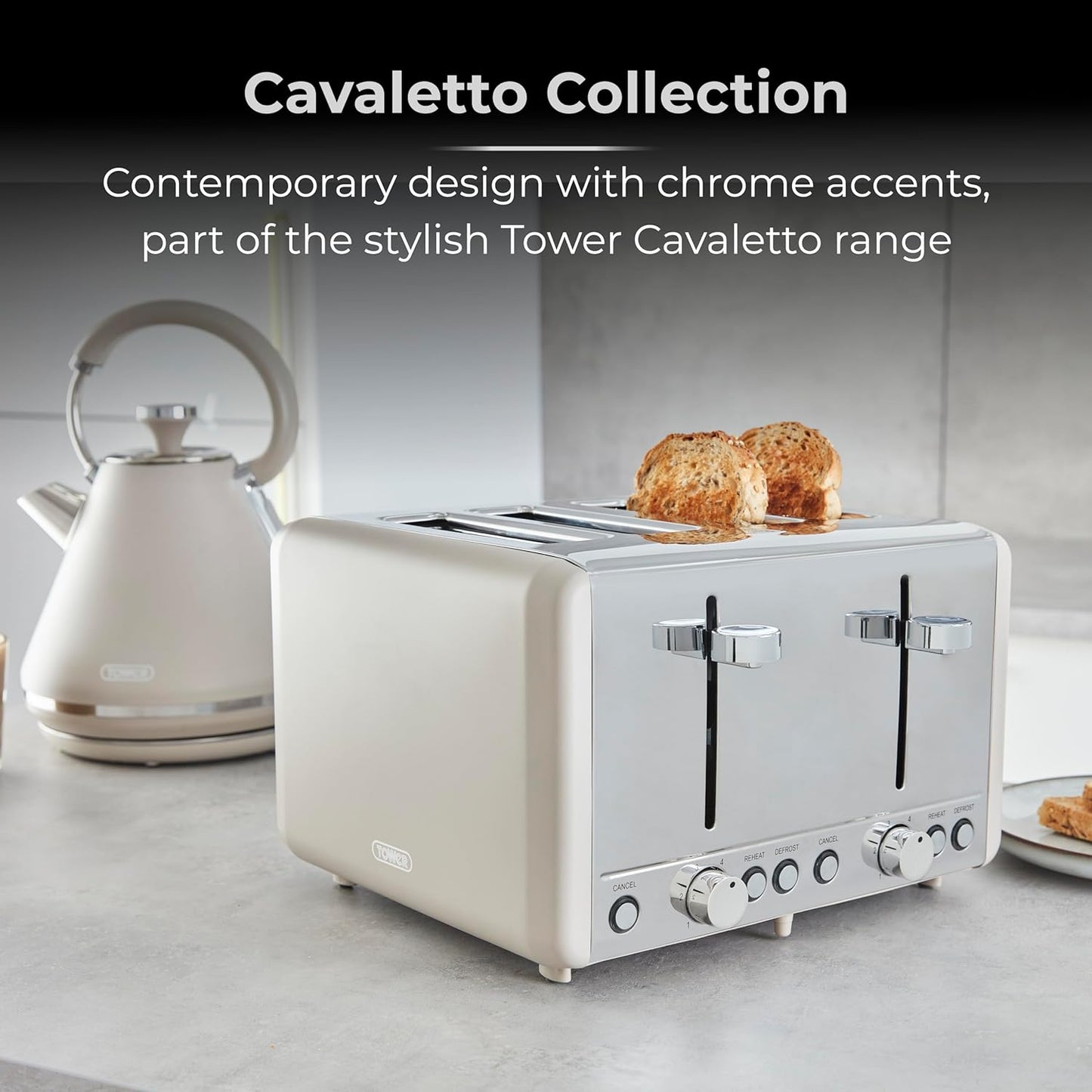 Tower Cavaletto 4 Slice Toaster T20051MSH - (Latte)