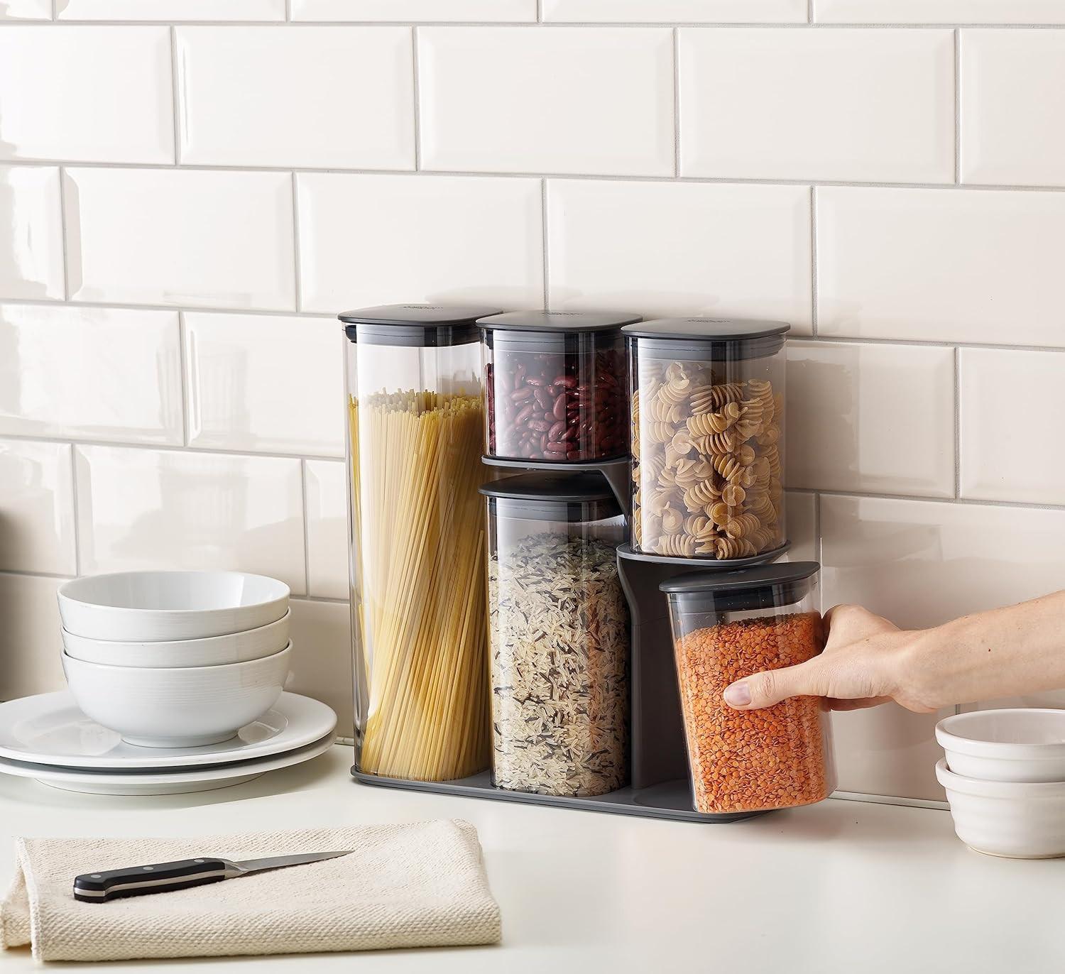 Joseph Joseph 5-piece Grey Podium Airtight Kitchen Food Storage Set 81071 - Vibe Home