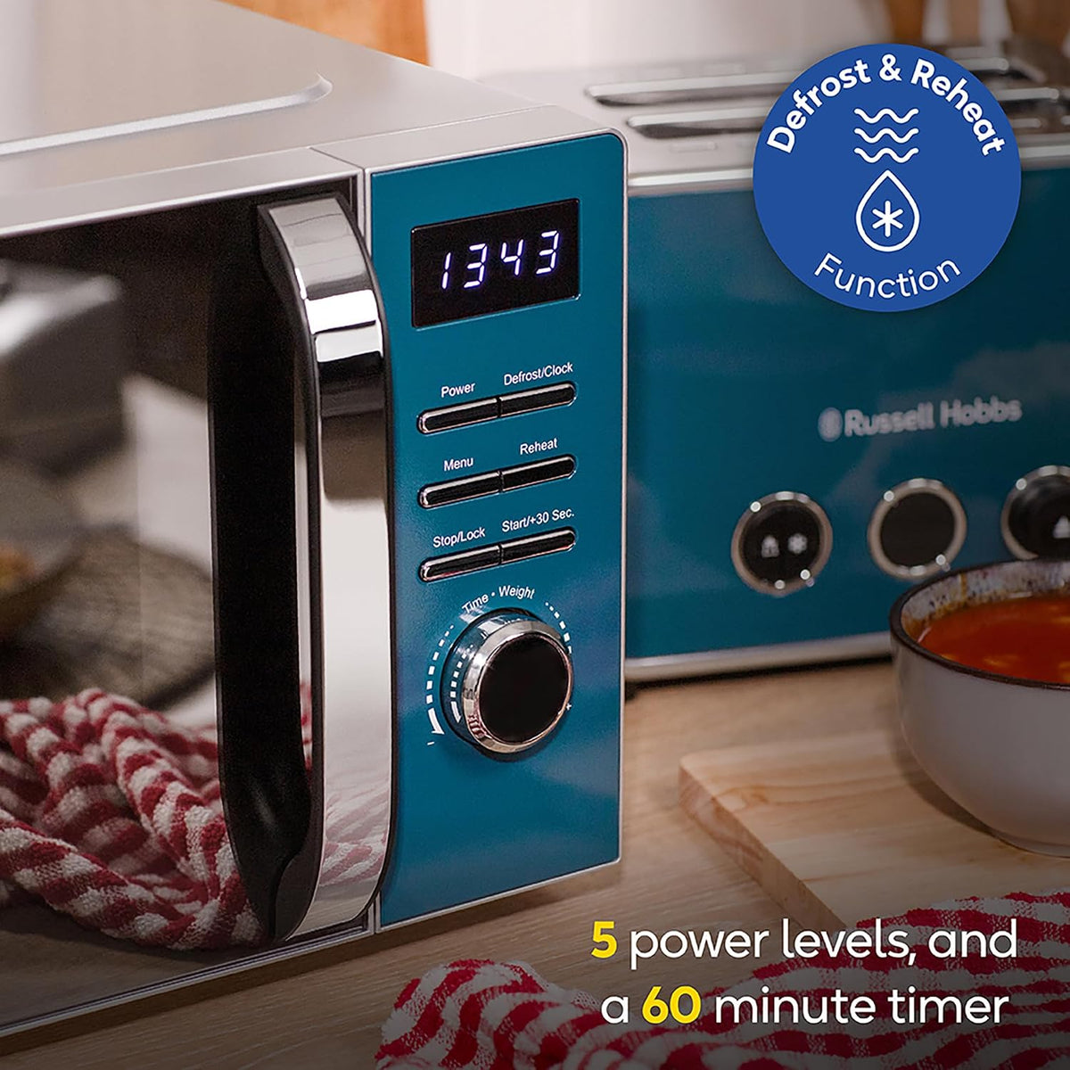 Russell Hobbs Distinctions 20L 800W Digital Microwave RHMD832OB (Ocean Blue)