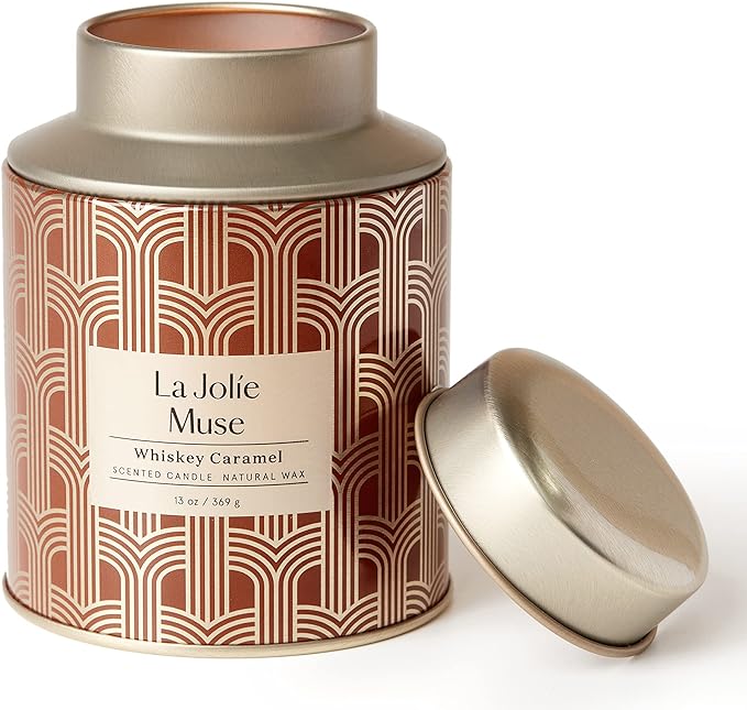 La Jolie Muse Scented Gold Candle 100hrs Caramel Scent Luxury Gift Boxed