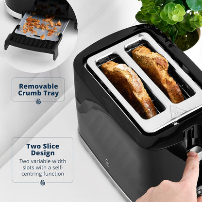 Swan Windsor Kettle, 2 Slice Toaster & Microwave Kitchen Set (Black)