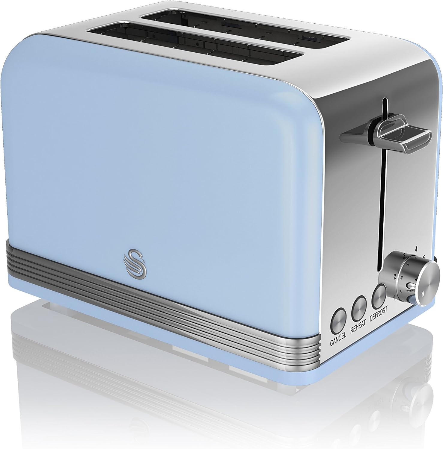 Swan 2 Slice Toasters Retro Blue Toaster Large Slots