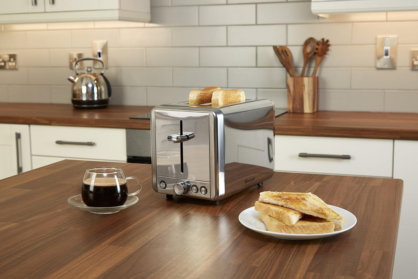 Swan 2 Slice Toaster Stainless Steel ST14062N (Chrome Silver)