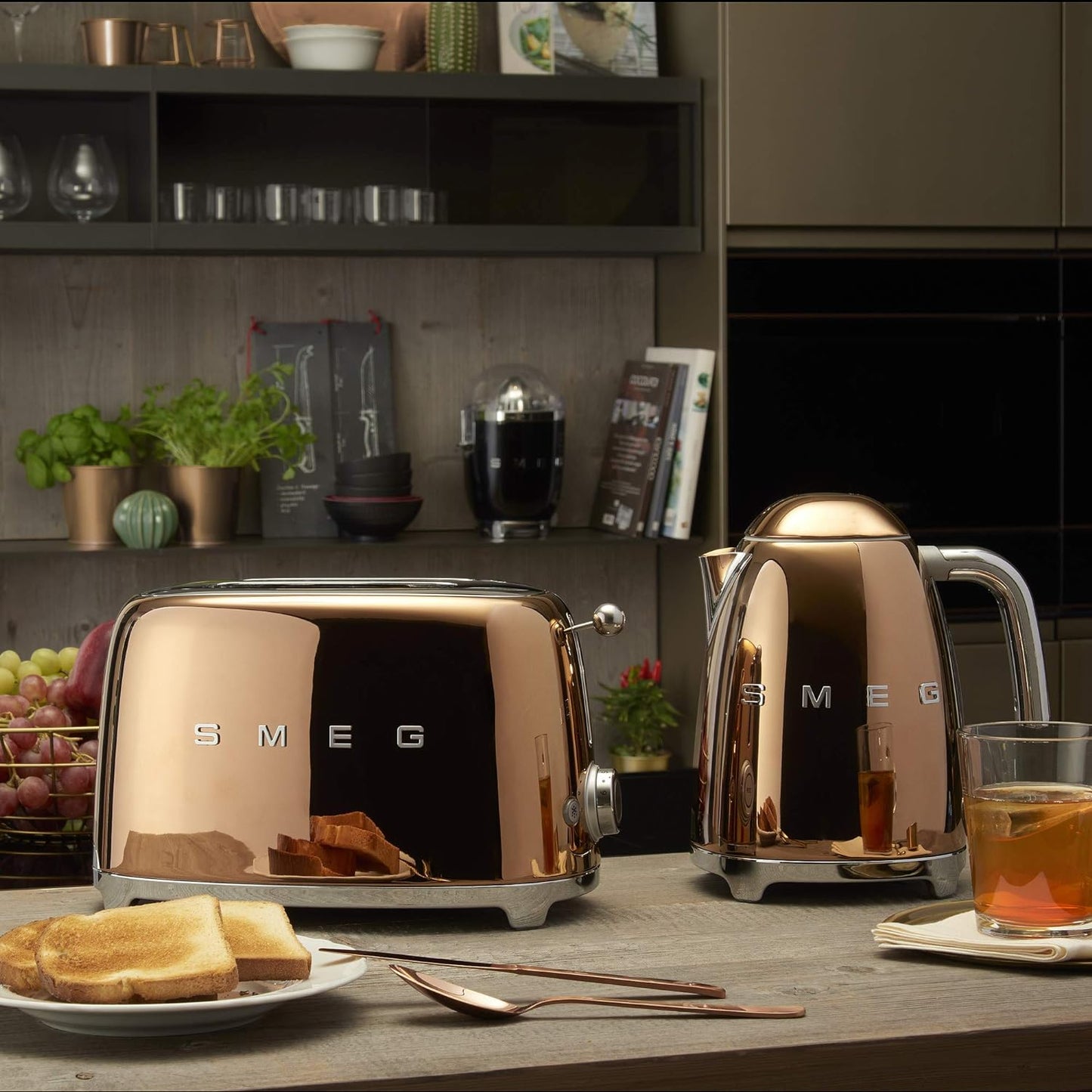 SMEG Retro 2 Slice Toaster TSF01RGUK (Rose Gold/Copper)