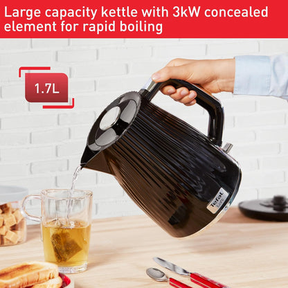 Tefal Loft Kettle & 4 Slice Toaster Matching Kitchen Set (Black)