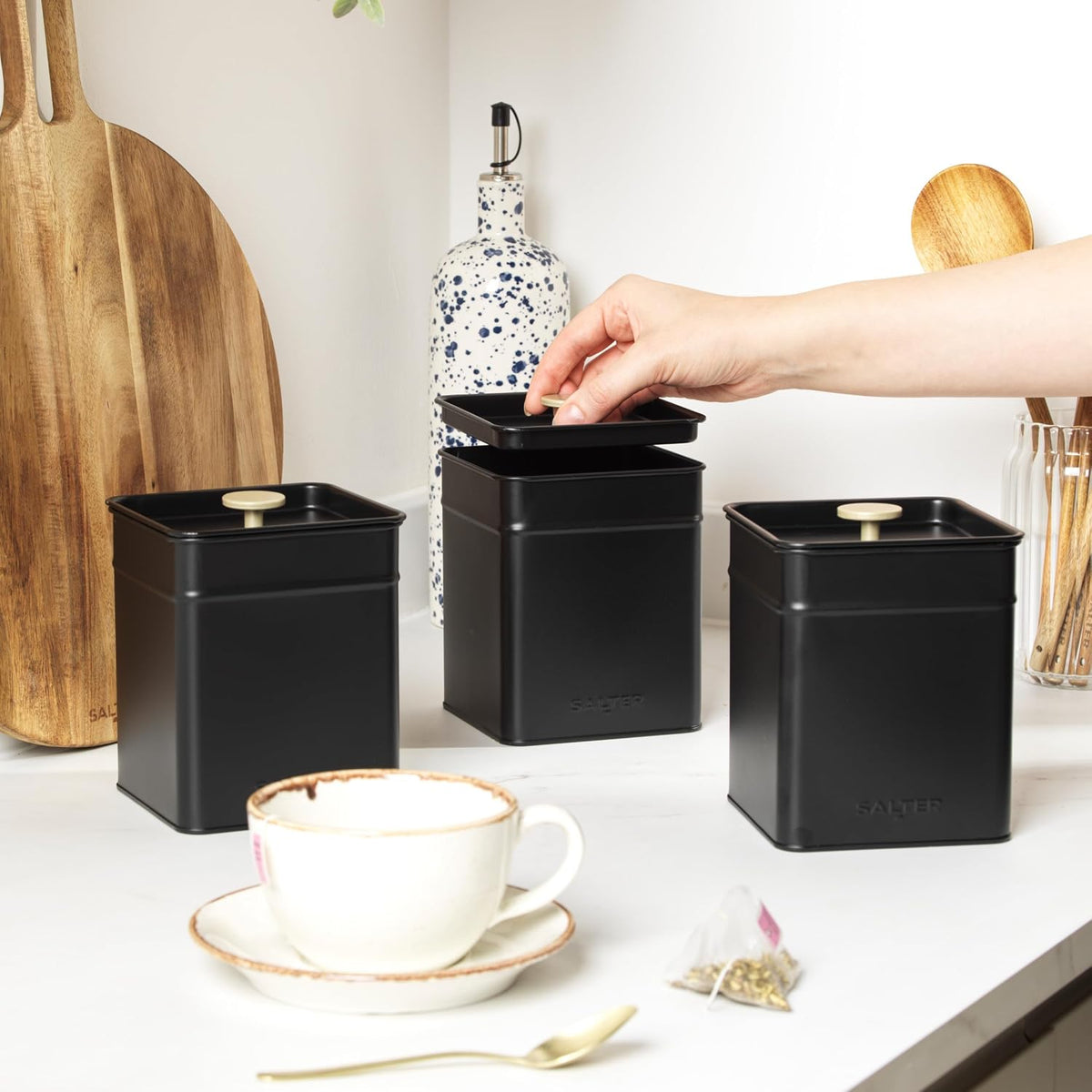 Salter Alchemy Tea, Coffee & Sugar Canister Set BW14370 (Black/Gold)