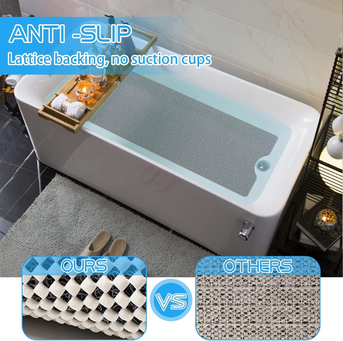 Bingobang Bath & Shower Mat Non-Slip Inside Anti-Mould Floor Bathroom