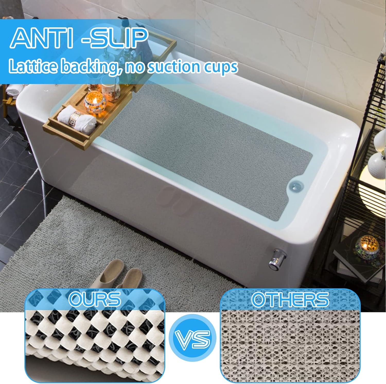 Bingobang Bath & Shower Mat Non-Slip Inside Anti-Mould Floor Bathroom