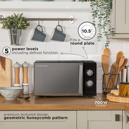 Russell Hobbs Honeycomb 17L 700W Manual Microwave RHMM715B (Black)