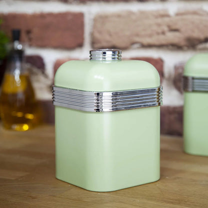 Swan Bread Bin, Canisters, Towel Pole, Mug Tree Kitchen Set - Green