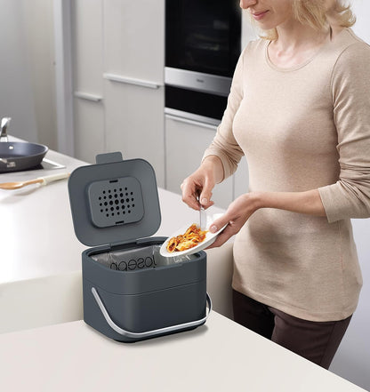 Joseph Joseph Intelligent Waste Stack 4 Food Waste Compost Caddy Bin (Graphite)