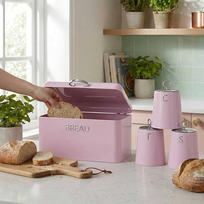 Salter Salter Retro Kettle, 2 Slice Toaster & Canisters Kitchen Set (Pink)